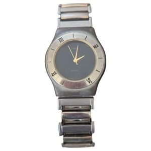 VTG Bijoux Terner Quartz 2 Tone Japan Movement Men's Watch Stretch Band K-8512G